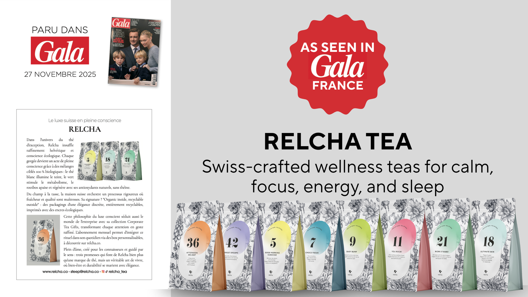 RELCHA: Swiss Conscious Luxury Featured in Gala France